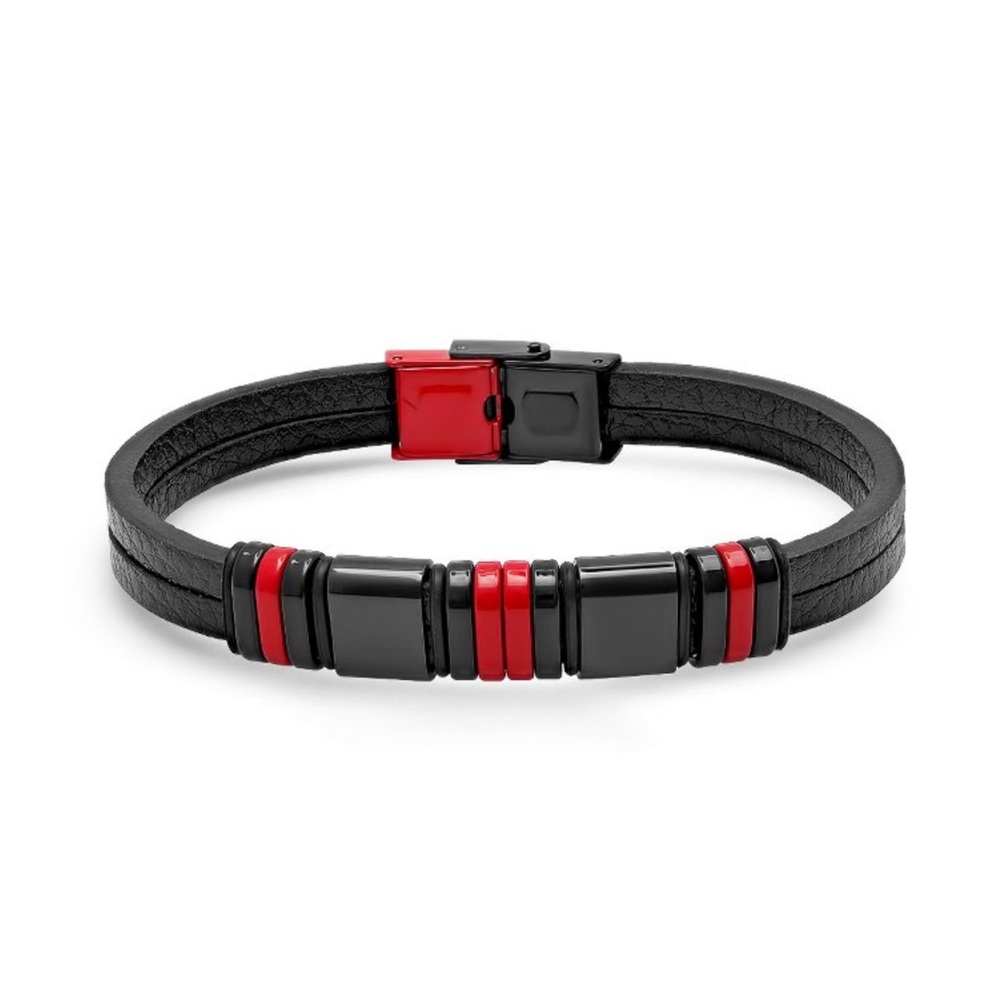 Steeltime - Men’s Black and Red Bracelet | New
